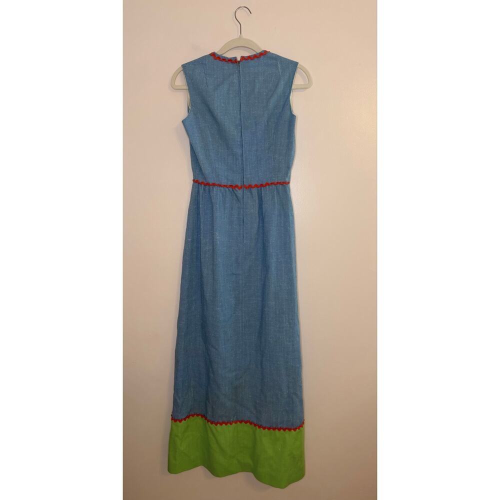 VTG 70s Elfriede for Mitch Robert Whimsical Cottagecore Appliqué Maxi Dress Sz 8 - Picture 2 of 9